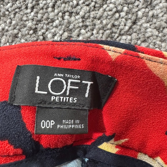 Ann Taylor Loft Cropped Trouser Pants Women 00P Floral Hi Rise Wide Leg Culottes - Picture 11 of 13